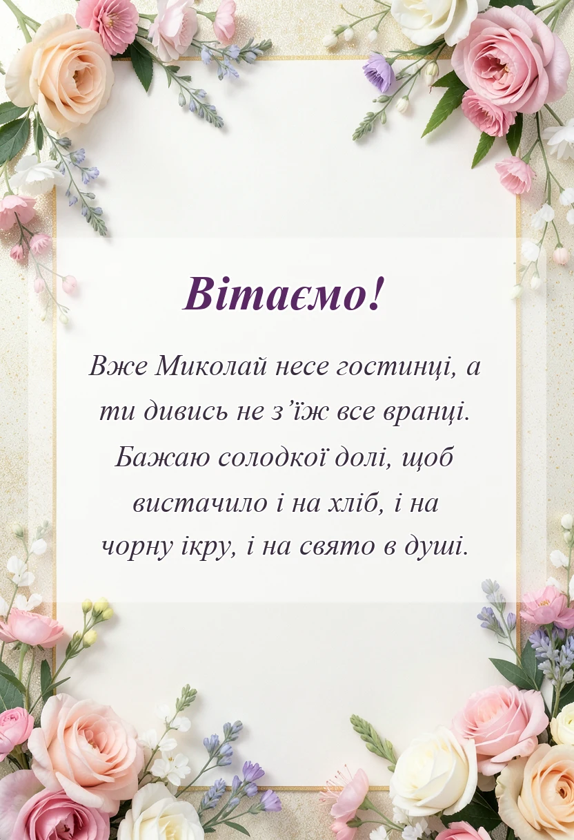 листівка з побажанням - вірші привітання з днем святого миколая