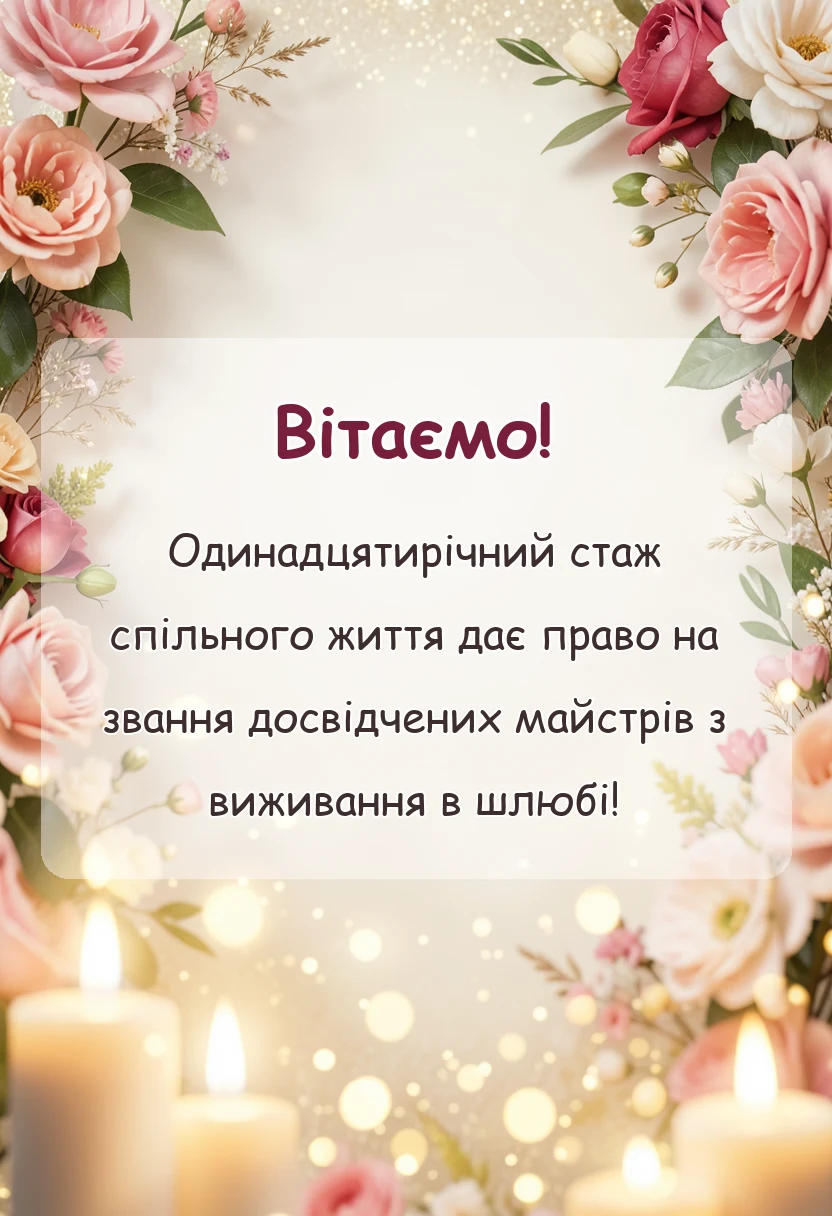унікальна листівка - привітання з одинадцятою річницею весілля картинки своїми словами