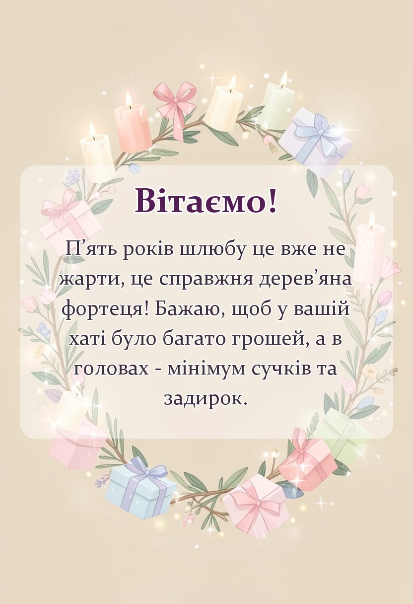 листівка з побажанням - привітання з дерев яним весіллям картинки