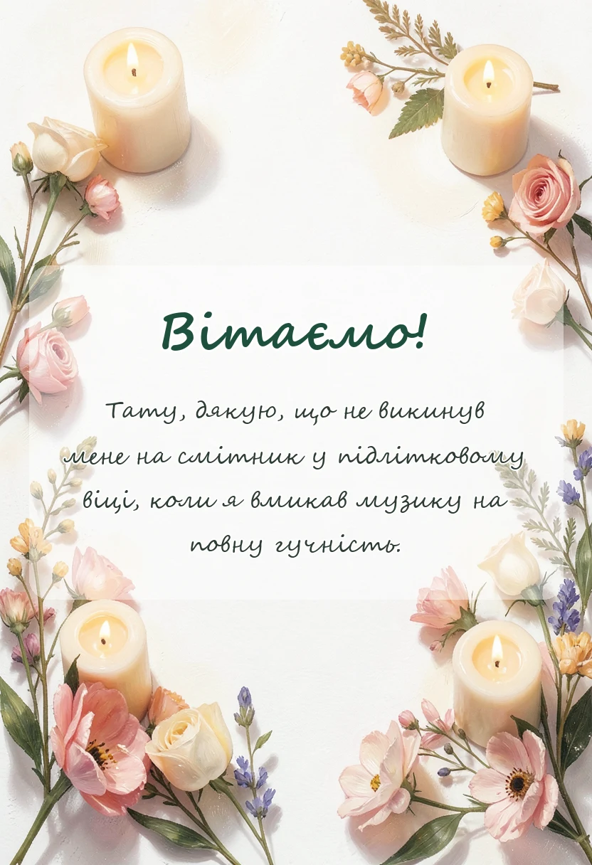 унікальна листівка - слова подяки татові