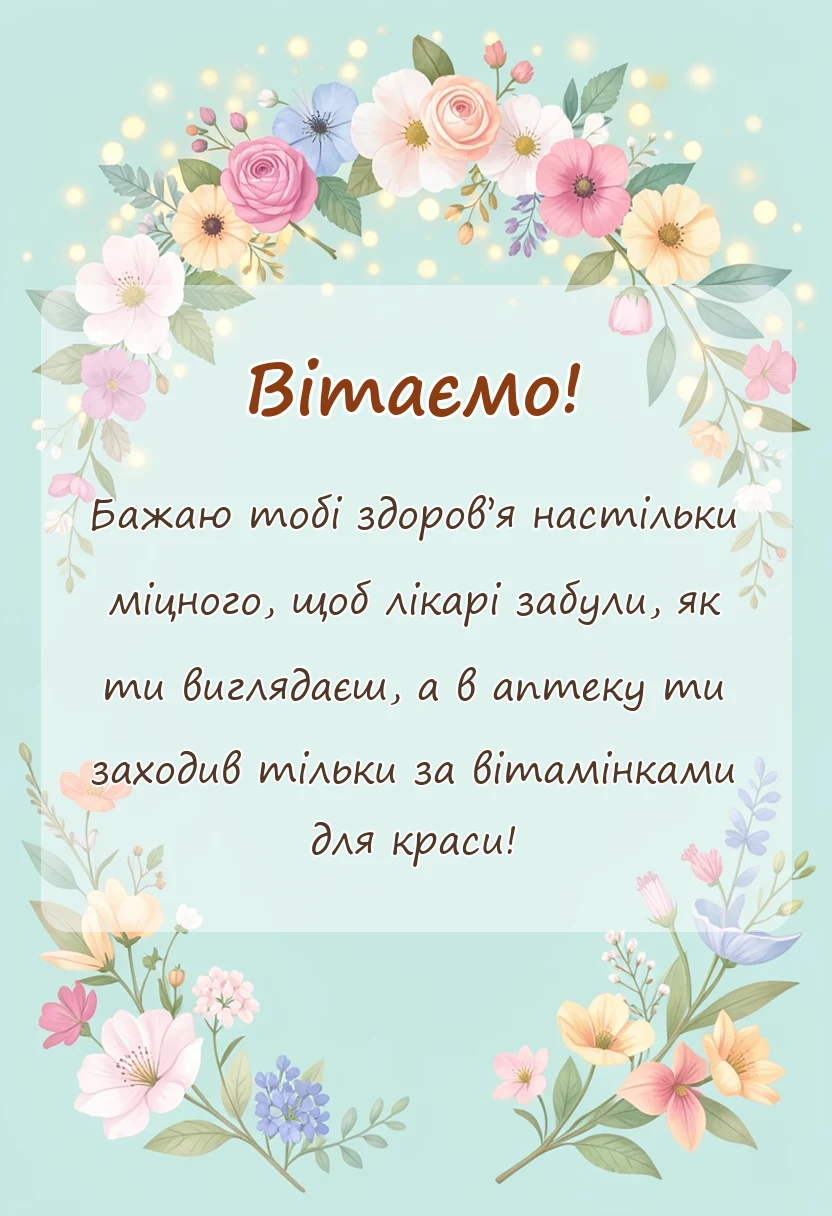 унікальна листівка - побажання здоров'я і добра