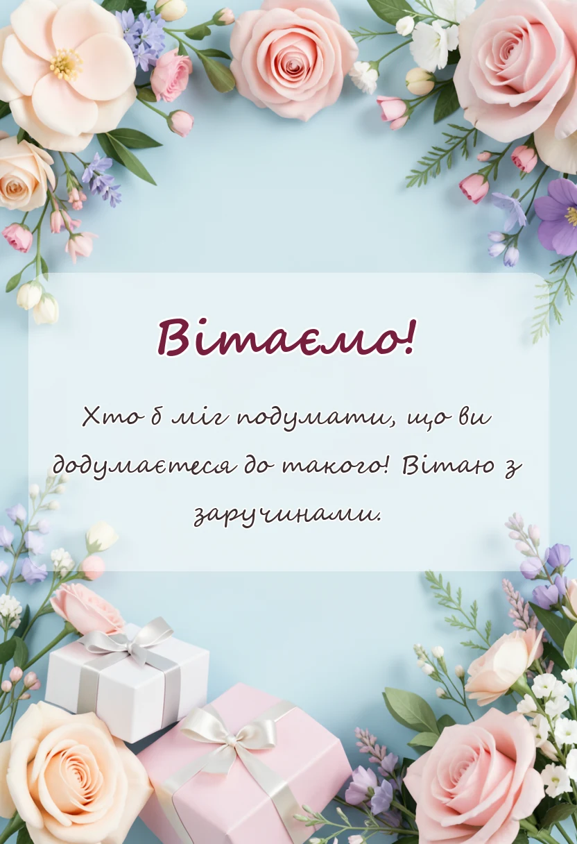 унікальна листівка - привітання з заручинами дітей