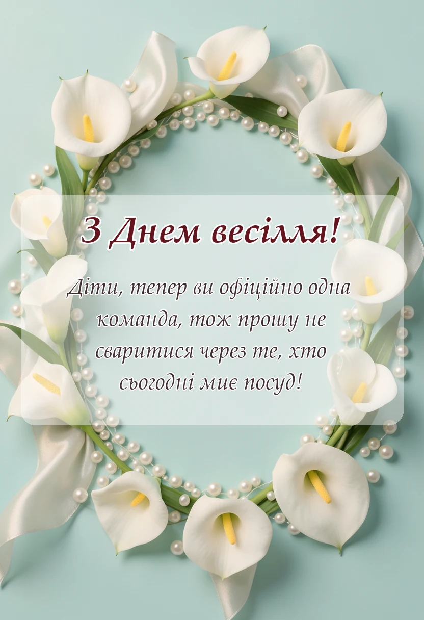 листівка з побажанням - привітання на весілля від тата своїми словами