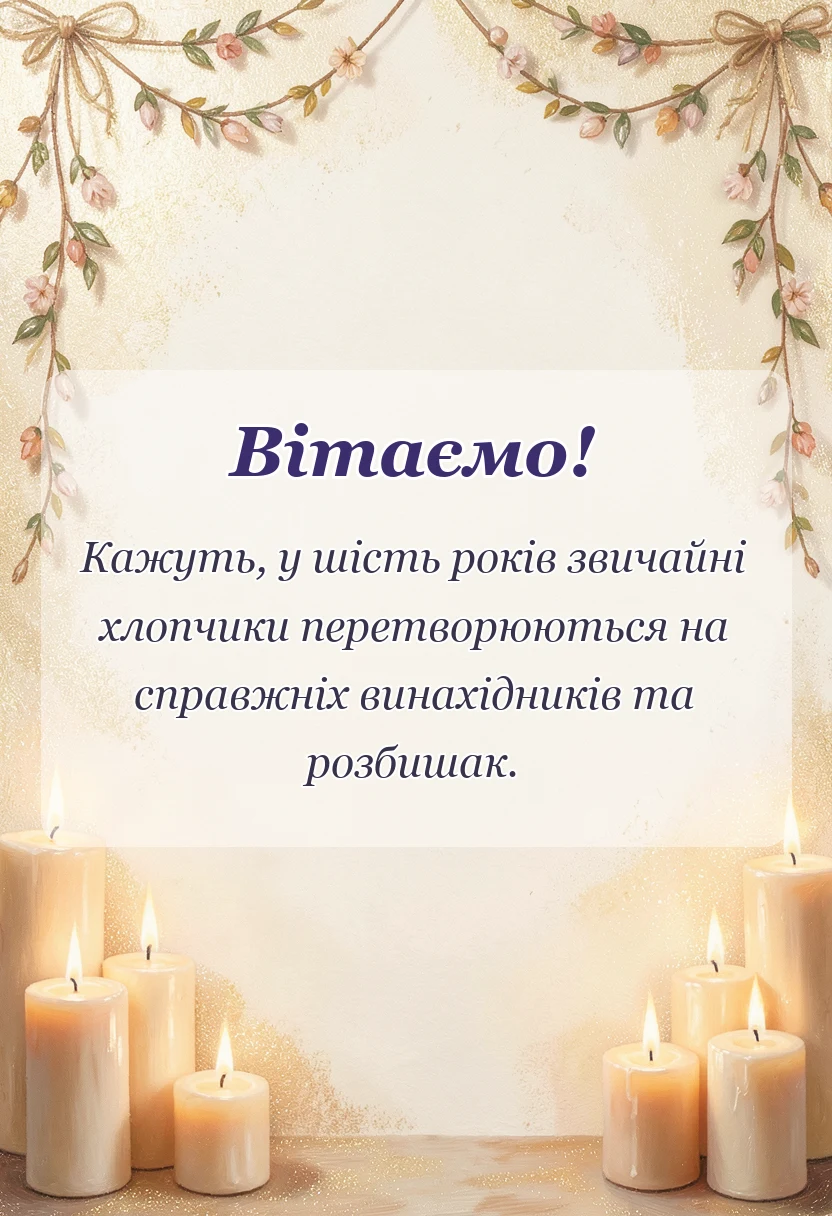унікальна листівка - привітання з днем народження 6 років хлопчику