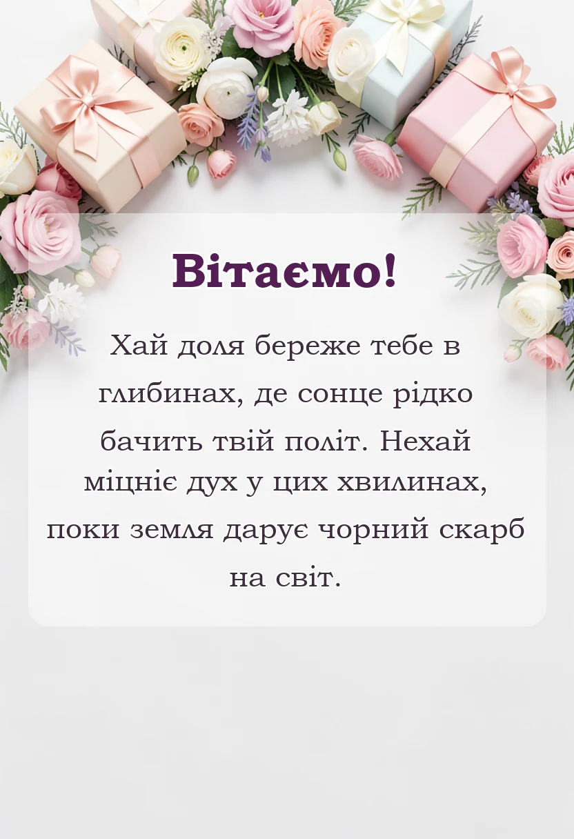 вітальна листівка - привітання з днем шахтаря