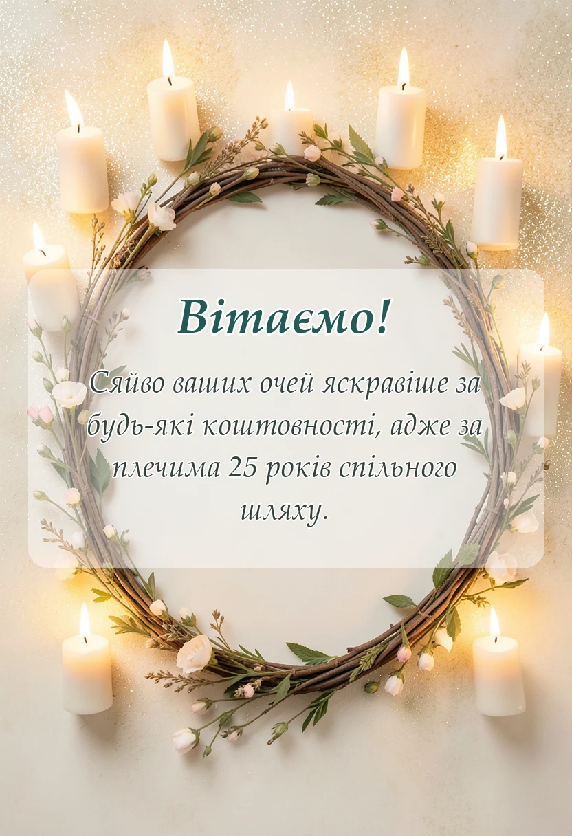 красива листівка: привітання з срібним весіллям