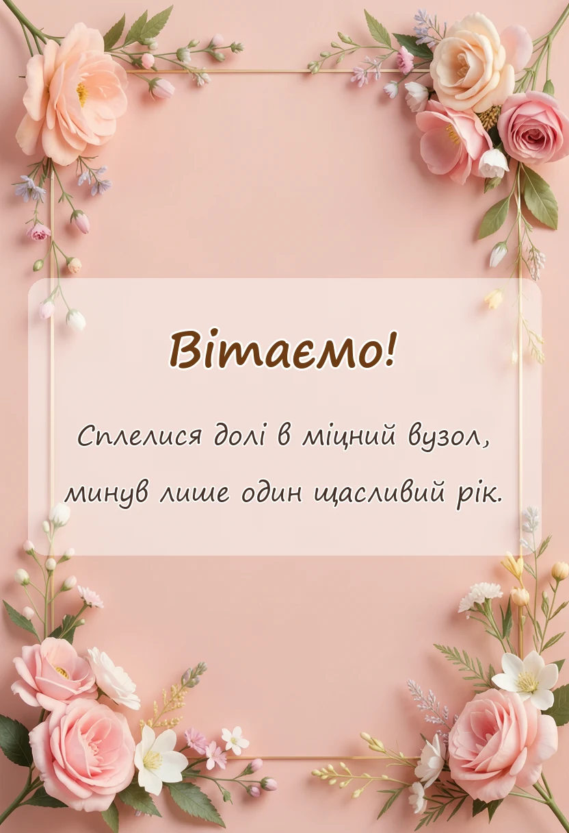 вітальна листівка - картинки з першою річницею весілля