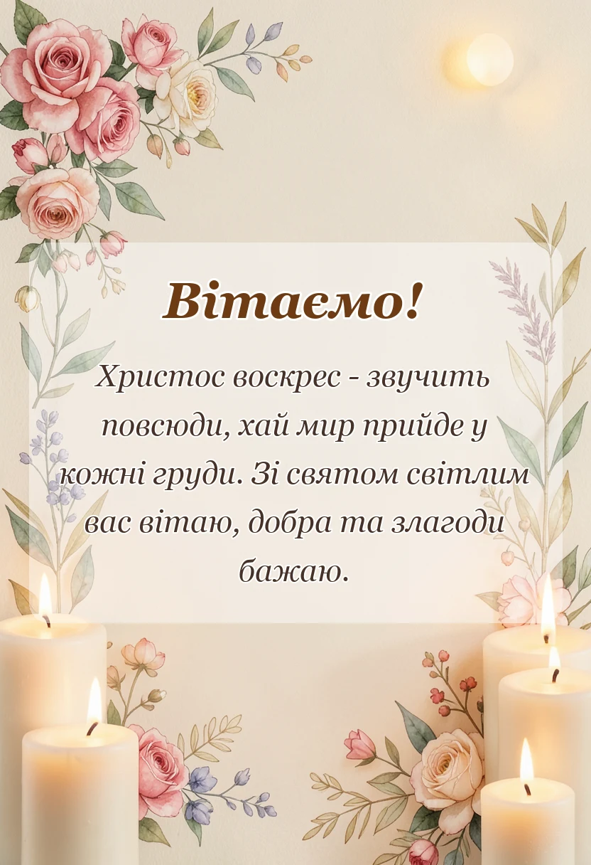 святкова картинка: коротке привітання з великоднем