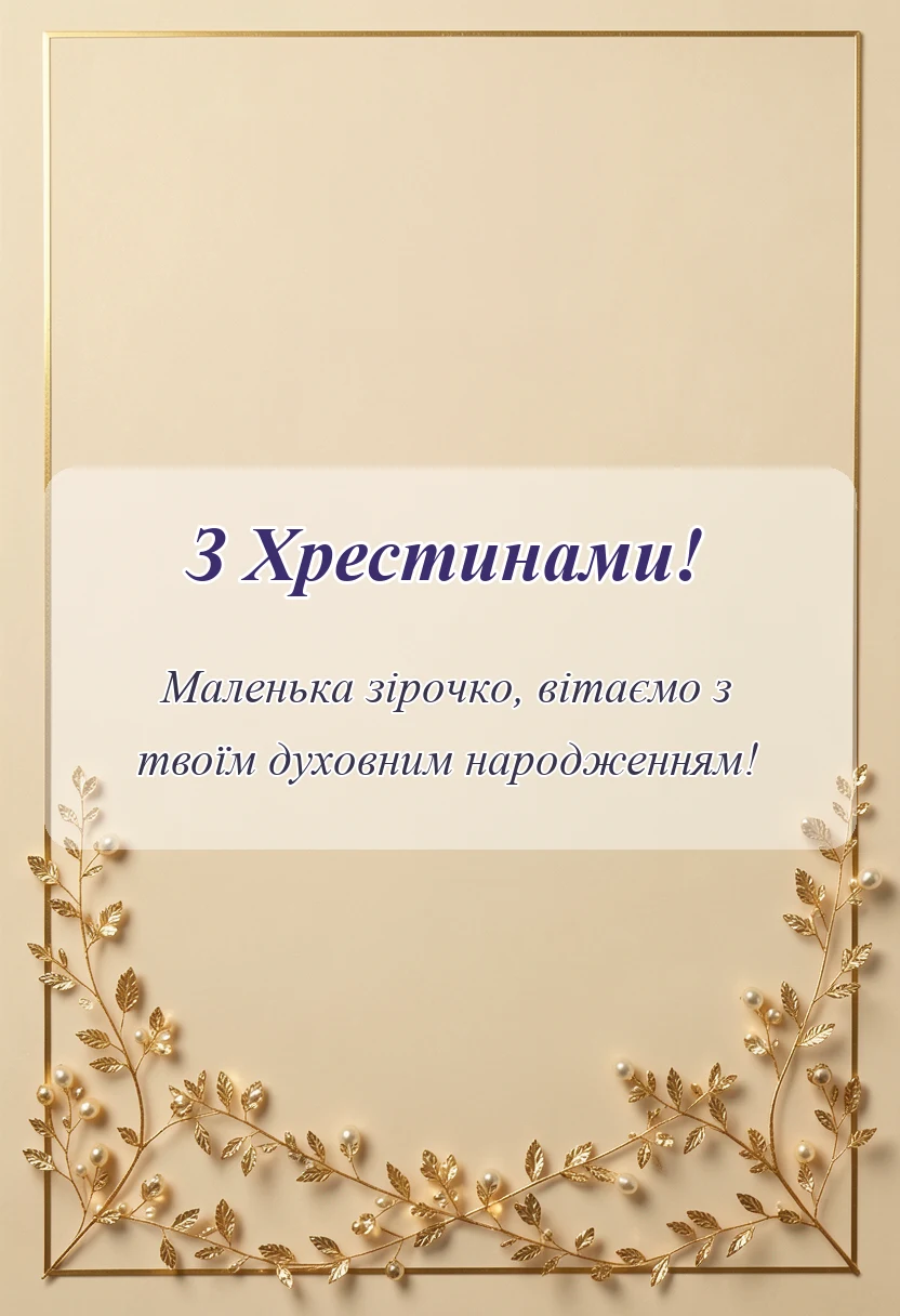 святкова картинка: побажання на хрещення дитини