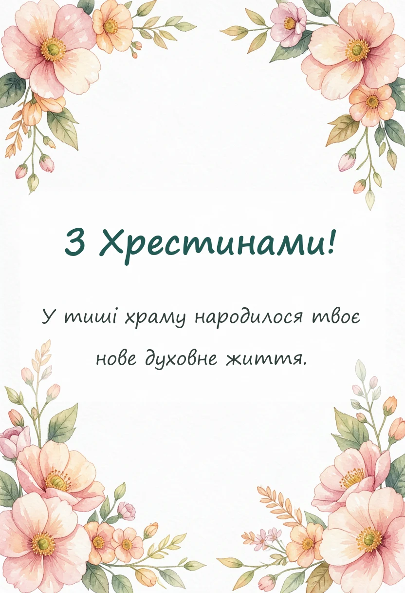 вітальна листівка - підпис до допису з хрещенням дитини