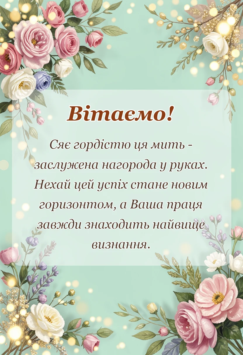 унікальна листівка - привітання з нагородою своїми словами