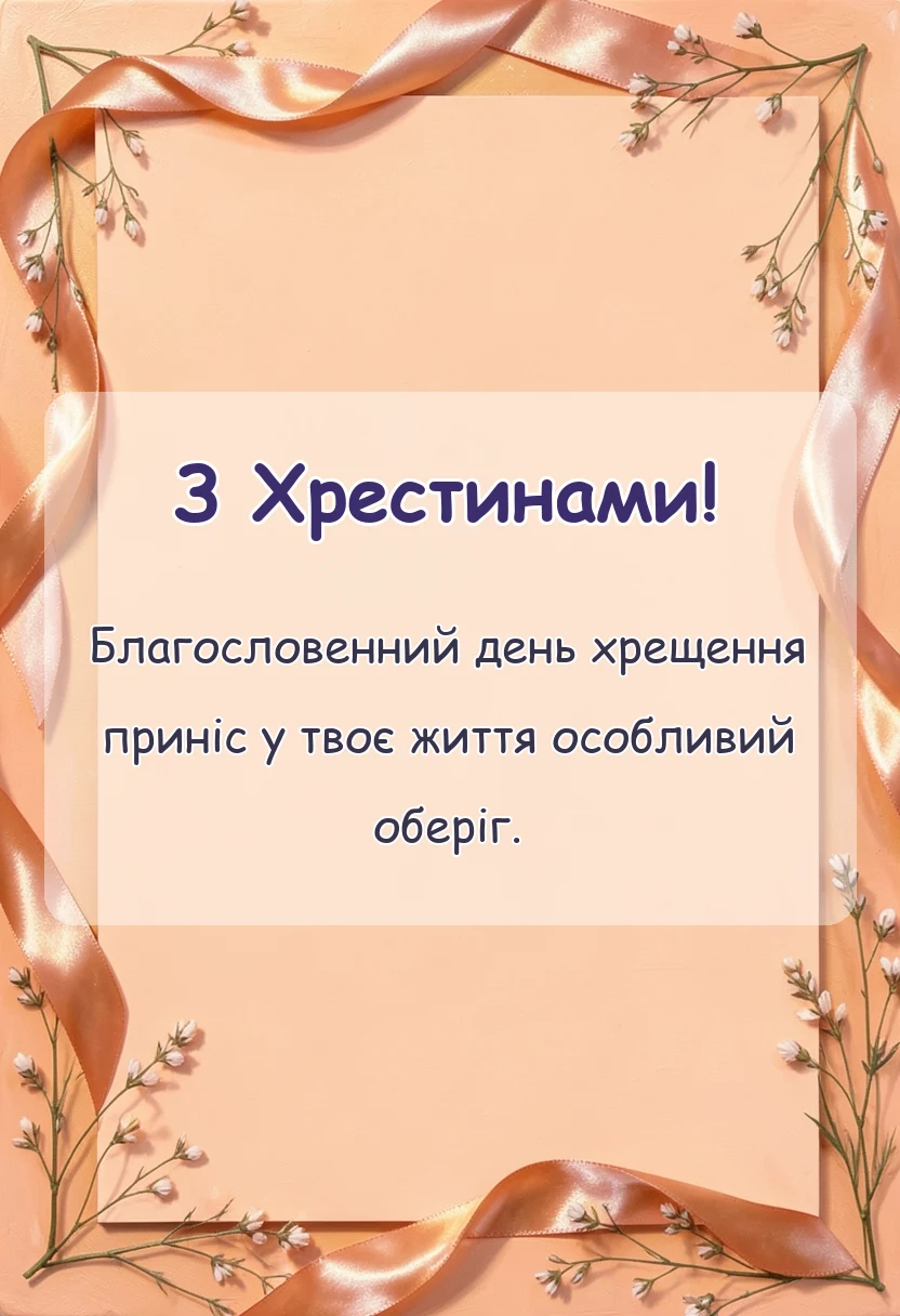 вітальна листівка - побажання на хрещення дитини
