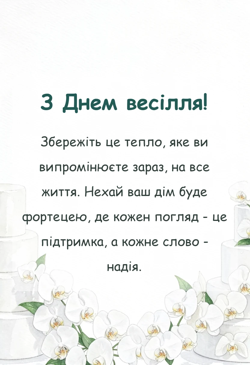 вітальна листівка - привітання на весілля своїми словами до сліз