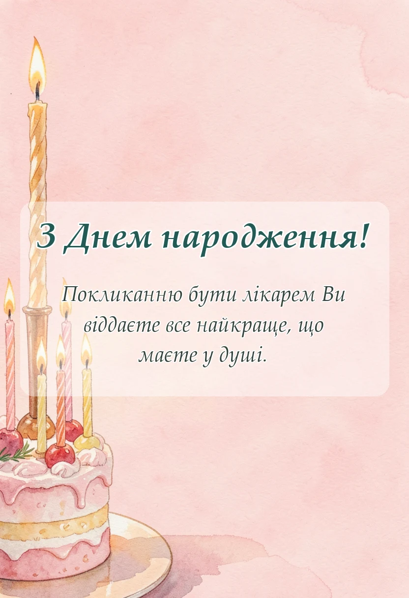 листівка з побажанням - привітання сімейному лікарю