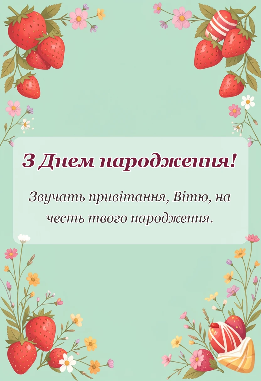 унікальна листівка - привітання з днем народження віктору