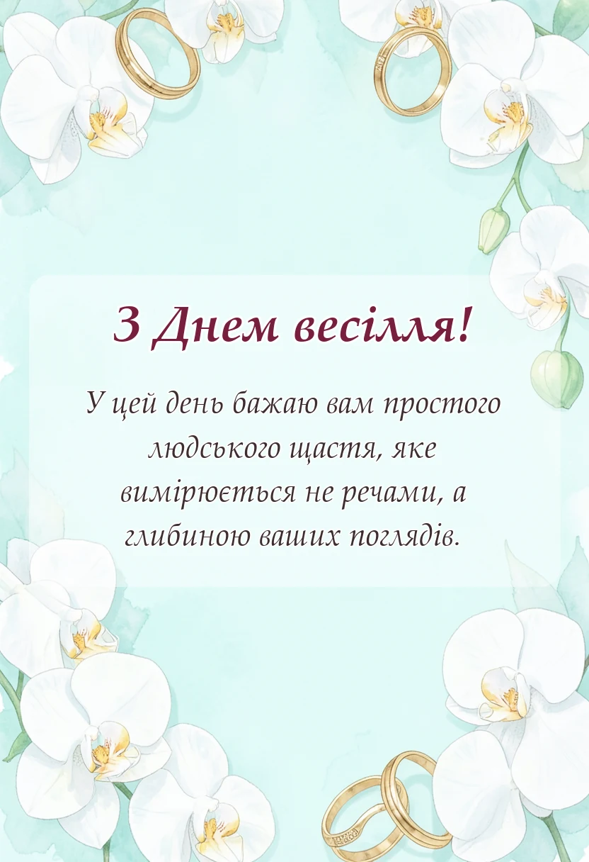 листівка з побажанням - привітання на весілля від тата своїми словами
