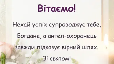 вітальна листівка - привітання з днем ангела богдана