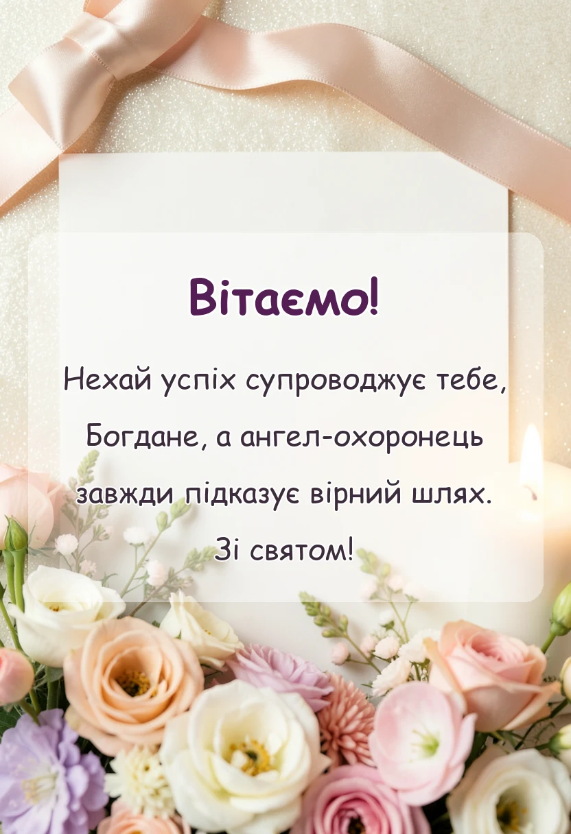 вітальна листівка - привітання з днем ангела богдана
