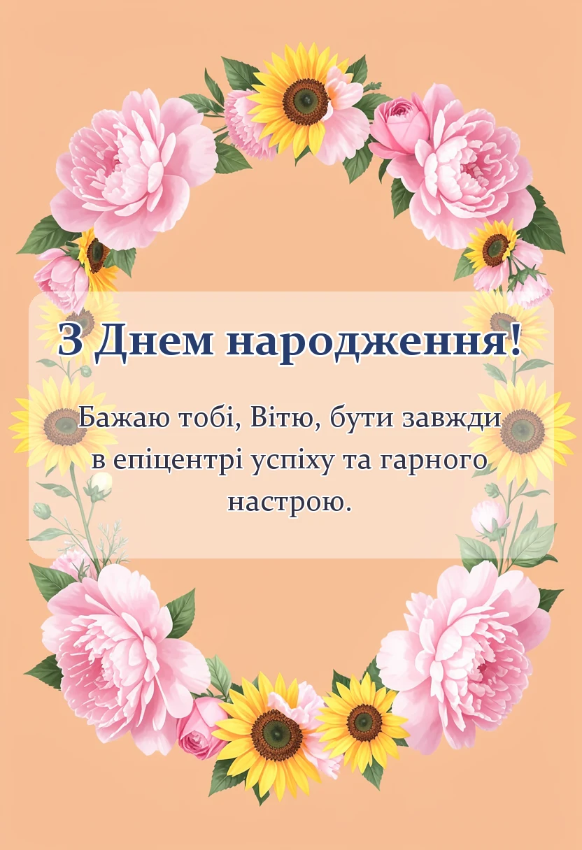 вітальна листівка - привітання з днем народження віктору