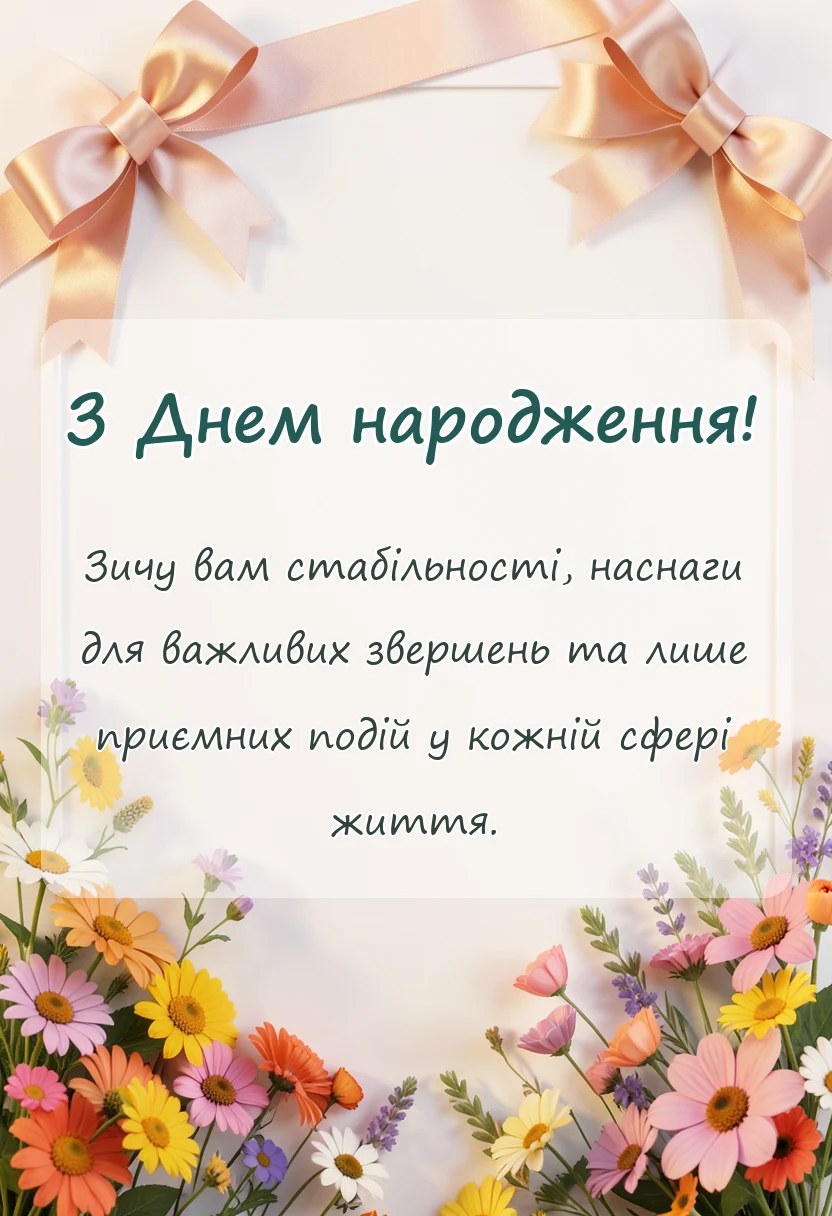 листівка з побажанням - привітання з днем народження начальнику