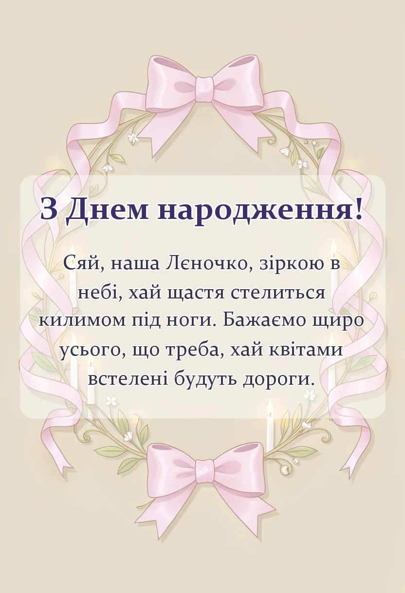 красива листівка: привітання з днем народження олена
