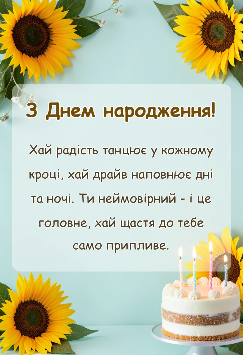 унікальна листівка - привітання з днем народження підлітку