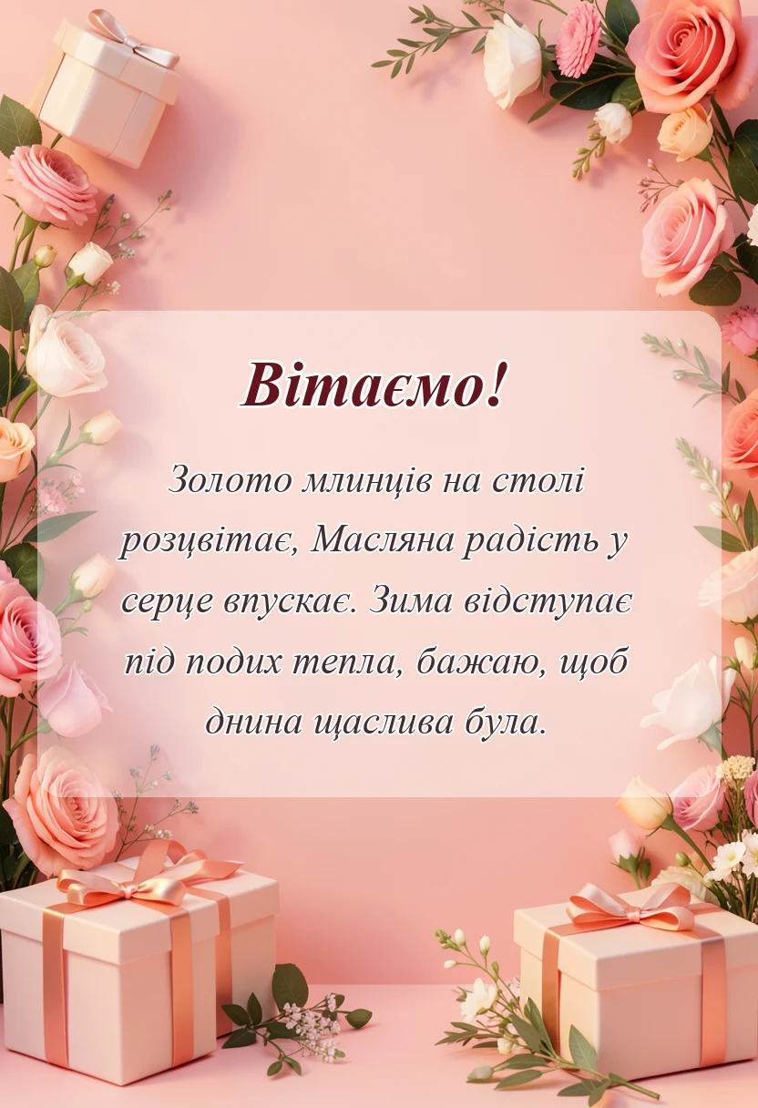красива листівка: привітання з масляною