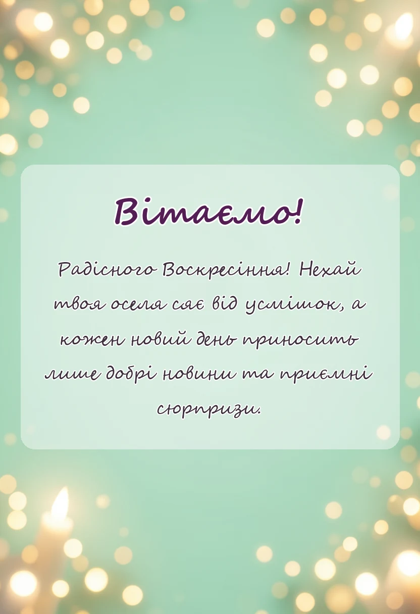 красива листівка: коротке привітання з великоднем