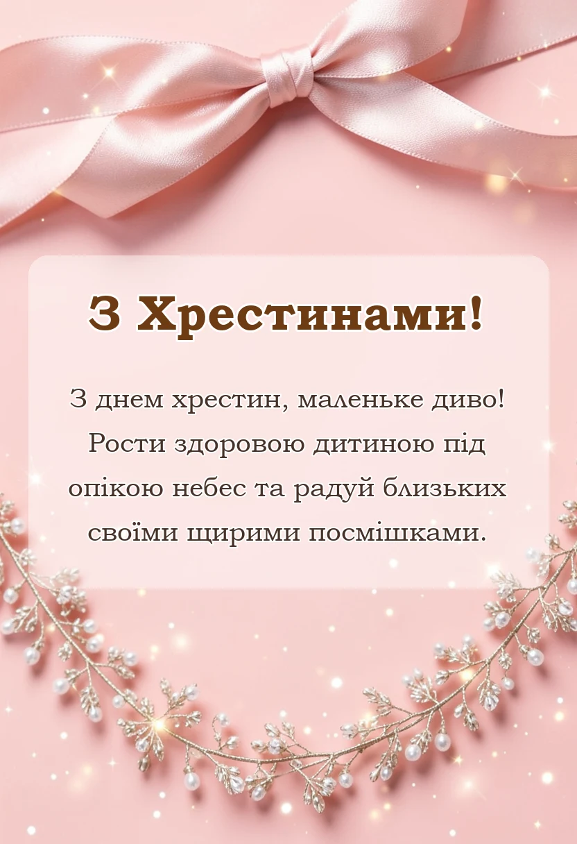 святкова картинка: побажання на хрещення дитини