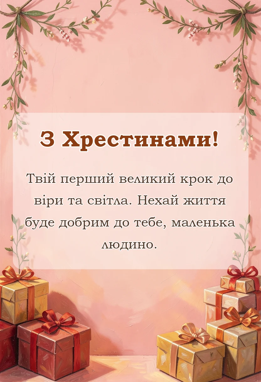 унікальна листівка - підпис до допису з хрещенням дитини