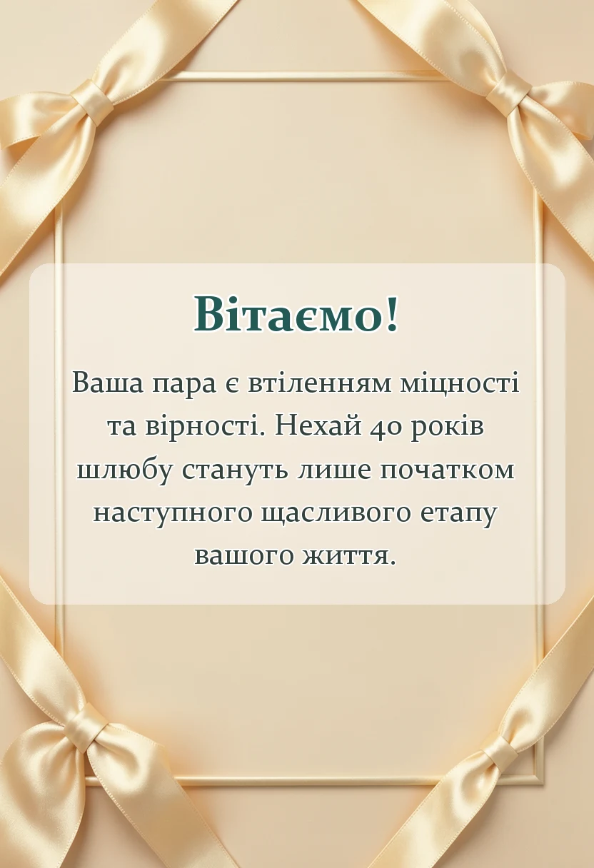 унікальна листівка - привітання з 40 роками весілля картинки
