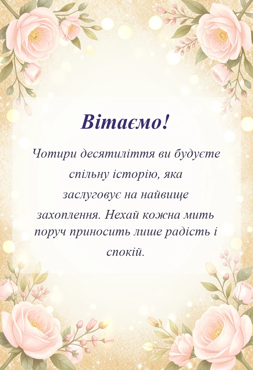 красива листівка: привітання з 40 роками весілля картинки своїми словами