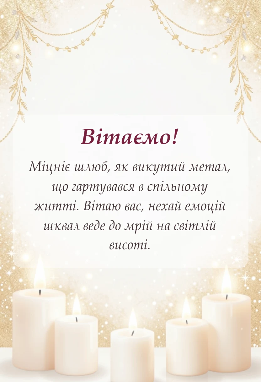 вітальна листівка - привітання з 6 річницею весілля