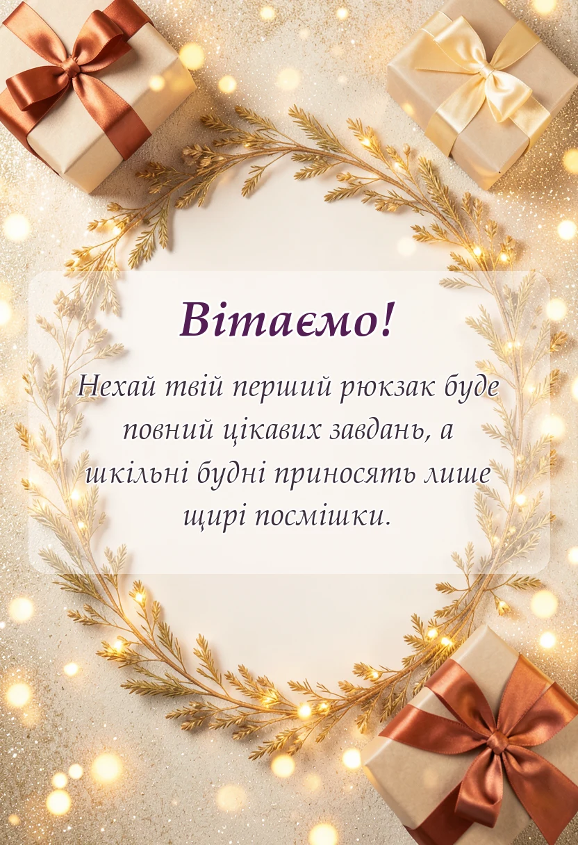 вітальна листівка - привітання з першим вересня дитині