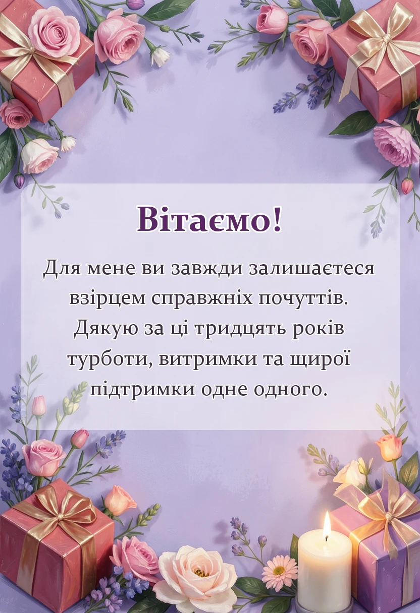 красива листівка: привітання з річницею весілля батькам