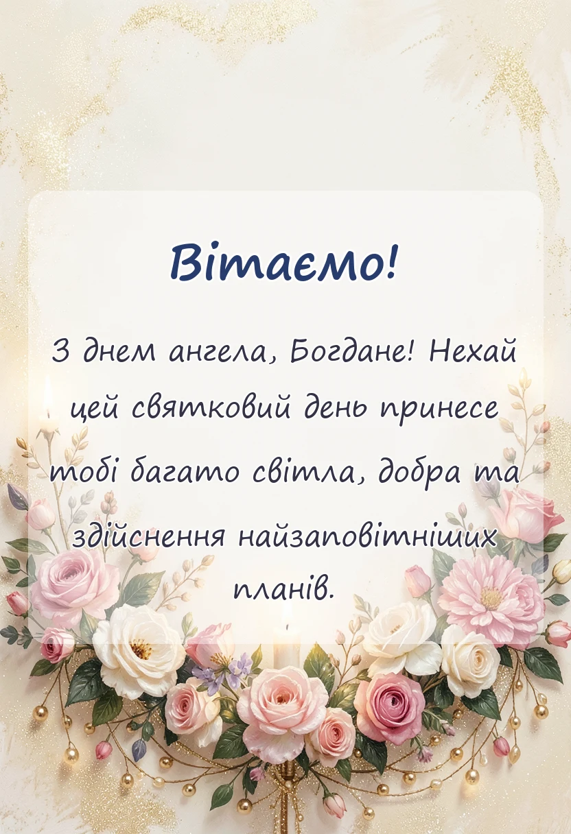 унікальна листівка - картинки з днем ангела богдана