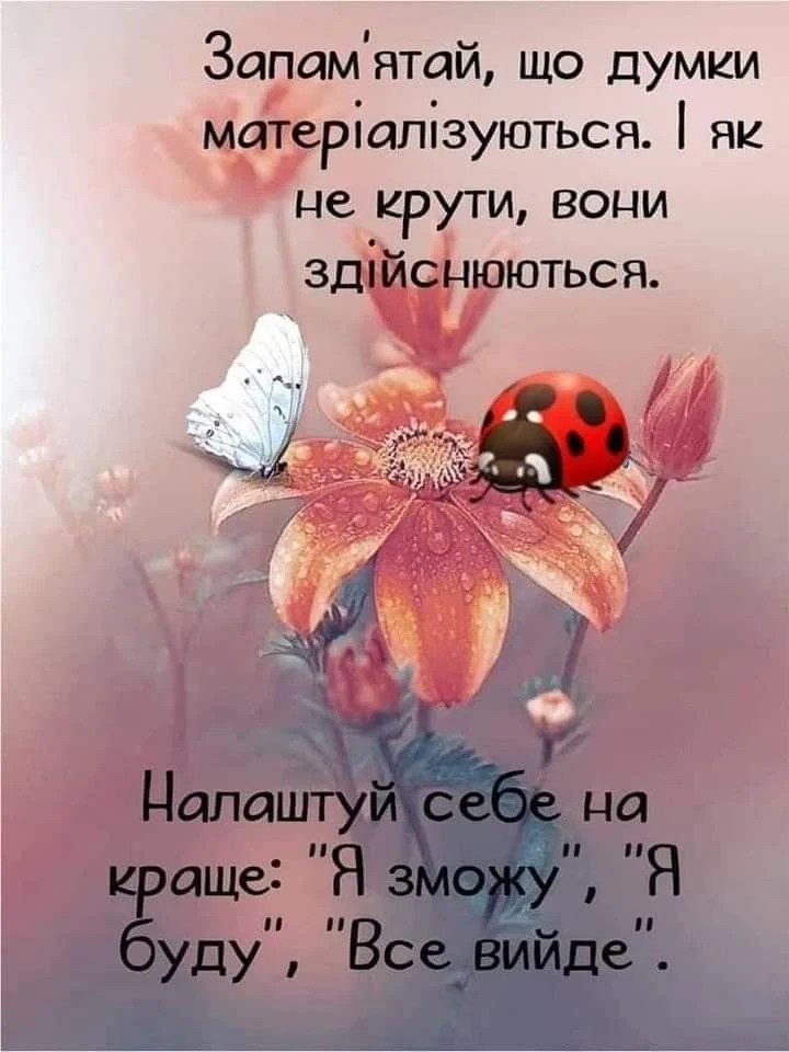 Квітка з жуків та надихаючим українським текстом.