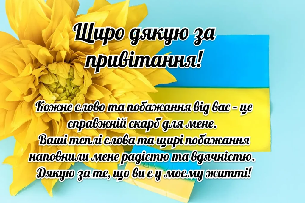 Картка з подякою за привітання на фоні України