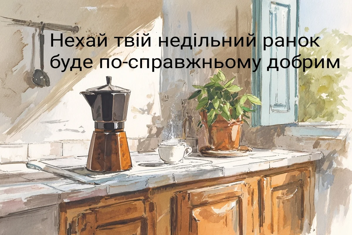 Затишна кухня з кавою та рослиною біля вікна